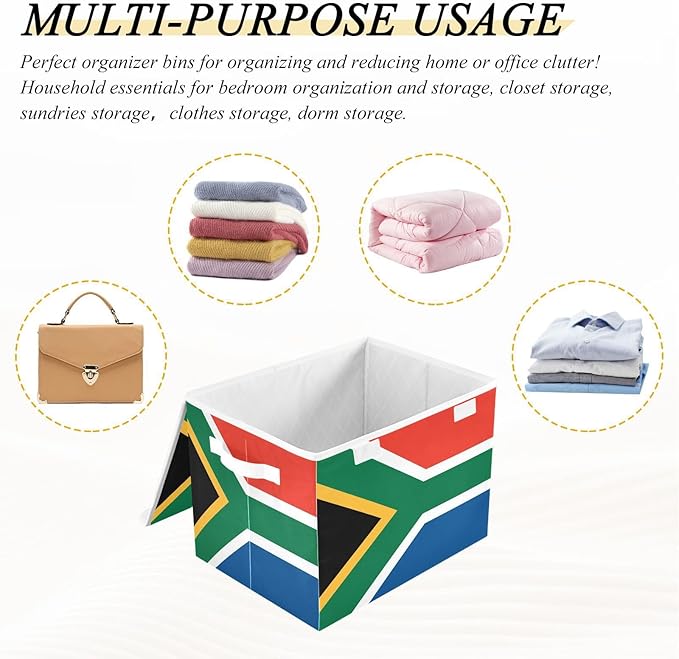 South Africa Flag South African National Storage Bins with Lids Stackable Container Storage Storage Bins with Handles