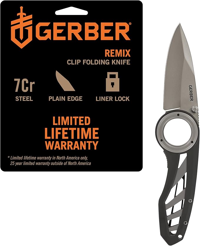 Gerber Gear Remix Folding Pocket Knife 3 Fine Edge Blade Pocket Knife for Survival and Camping Gray