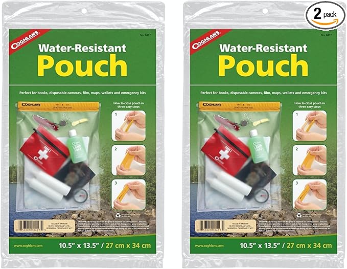 Coghlan's Water Resistant Pouch 10.5x13.5 Large Vinyl Pack Boating (2-Pack)2