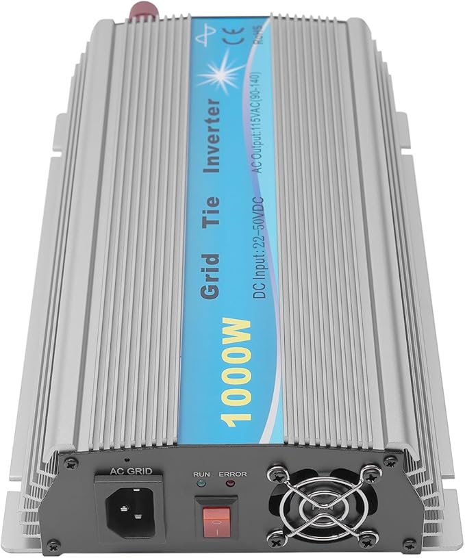 1000W Grid Tie Inverter MPPT Pure Sine Wave 22-50VDC Solar Input AC90-140V Output Solar Inverter for 12V Solar Panel