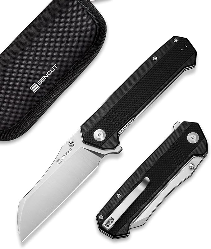 SENCUT Draxor Folding Pocket Knife for EDC Camping Knife with 3.7'' 9Cr18MoV Blade &amp G10 Handle Gift for Men Women (Black)