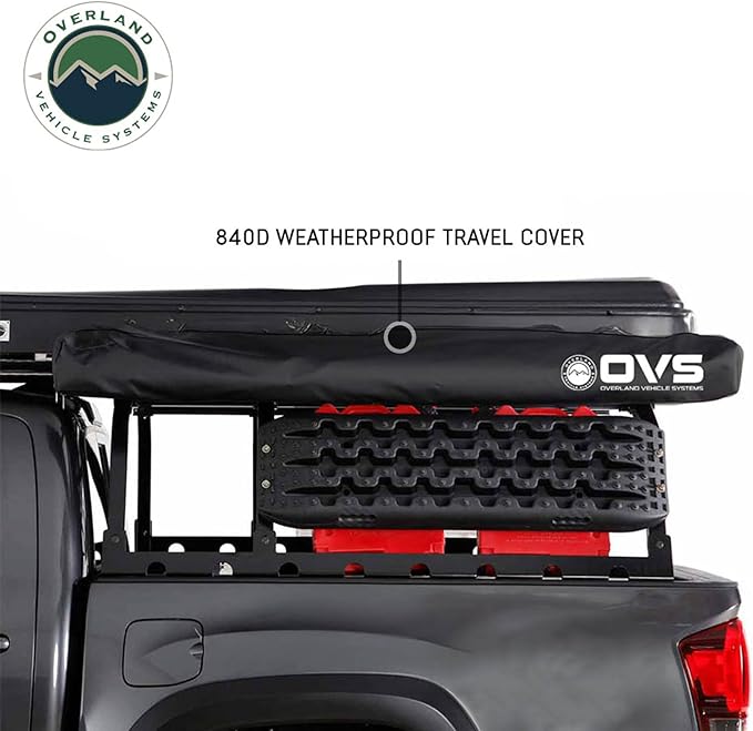 Overland Vehicle Systems - XD Nomadic 270 LTE - Awning w/Lights Passenger Side Black Trim w/Black Travel Cover