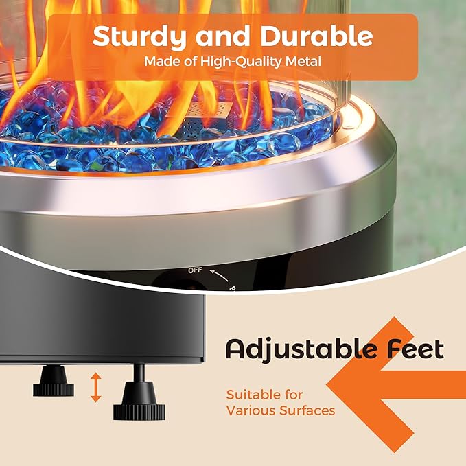 BALI OUTDOORS Propane Fire Pit Black Column Outdoor Fire Pit Round Outdoor Firepits for Outside Garden Patio