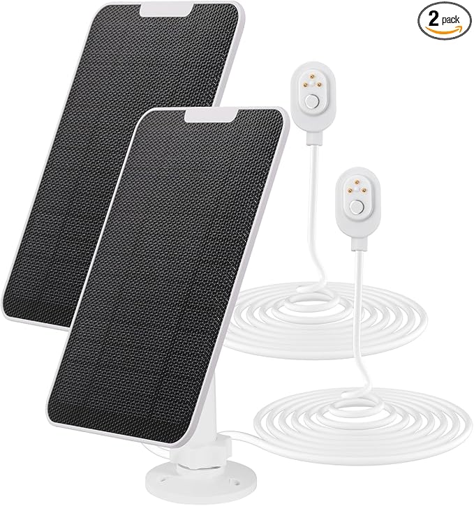 Solar Panel Charger for Arlo Pro 4/Ultra 2/Pro 3/Ultra/Pro 5S/Pro 3 Floodlight 5V 4W Camera Solar Panel with 9.8ft/3m Charging CableIP65 Waterproof Includes Adjustable Wall Mount 2 Pack