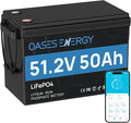 48V 50Ah LiFePO4 Lithium Battery Mini with Bluetooth 100A BMS Deep Cycles 48V LiFePO4 Battery 2560Wh Energy for Off-Grid Solar RV Camper Marine Boats