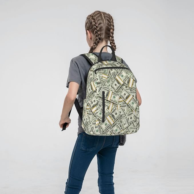 Lightweight Casual Laptop Backpack for Men and Women money american bill dollar Bookbag for College