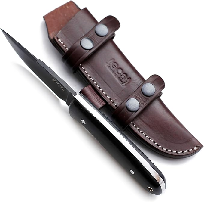 GCS Handmade Micarta Handle D2 Tool Steel Tactical Hunting Knife with leather sheath Full tang blade designed for Hunting &amp EDC GCS 105