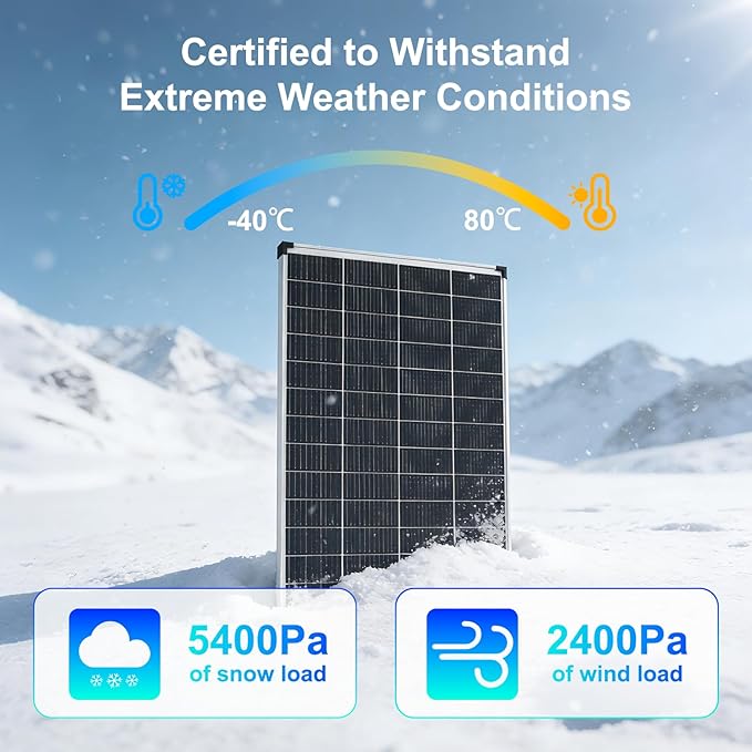 Solar Panels N-Type 16BB 200W Solar Panel 200 Watt Solar Panel 18V A+ Monocrystalline Cell 25% High Efficiency for RV Van Marine Home Rooftop Off-Grid Systems (52.4 x 30.1 Single Silver)