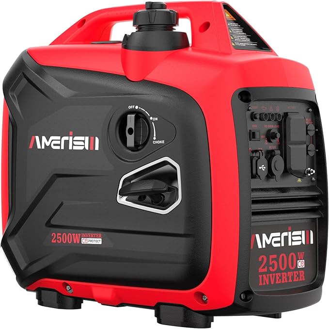 AMERISUN Inverter Generator 2500W Gas Power Generator with CO Sensor for Camping and Home Backup Long Runtime &amp Quiet Operation EPA Compliant