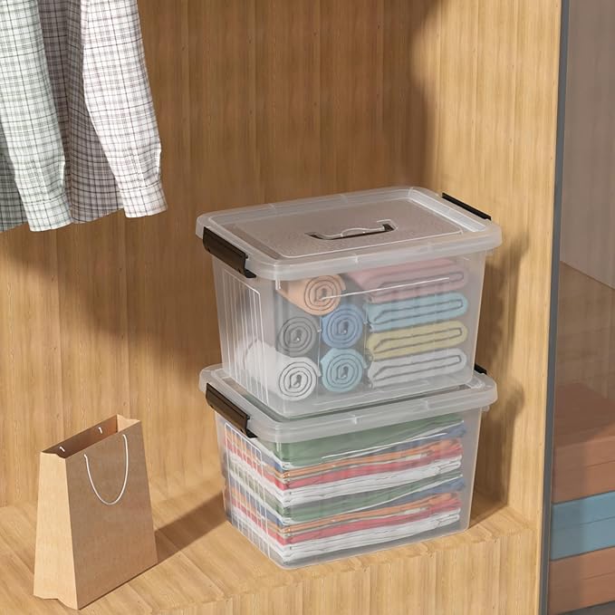 18 Quart Clear Plastic Storage Latching Bin with Lids Latch Box with Handle 4 Packs