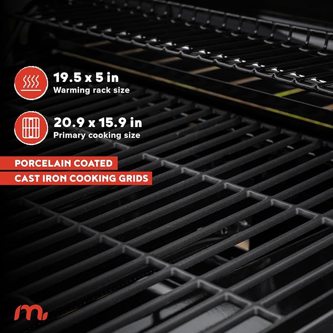 Megamaster 3-Burner Propane Gas Grill with Side Tables 30000BTUs 429.81 SQ. In. Cooking Space 2 Wheel Transport Outdoor Kitchen Grill for BBQs Backyards Tailgating and More - 720-1094