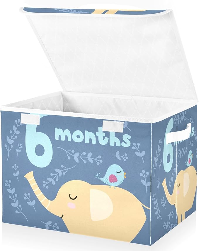 6_months Storage Bins with Lid Stackable Organization Storage Fabric Storage Bin for Home Studyroom Office Basket