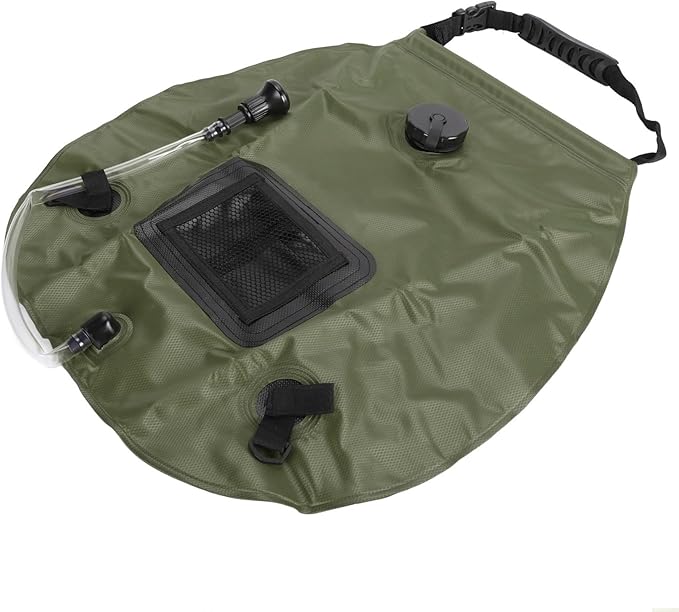 Fdit Solar Shower Bag Portable Solar Heating Camping Shower Bag for Outdoor Hiking Beach 20L Capacity PVC Material