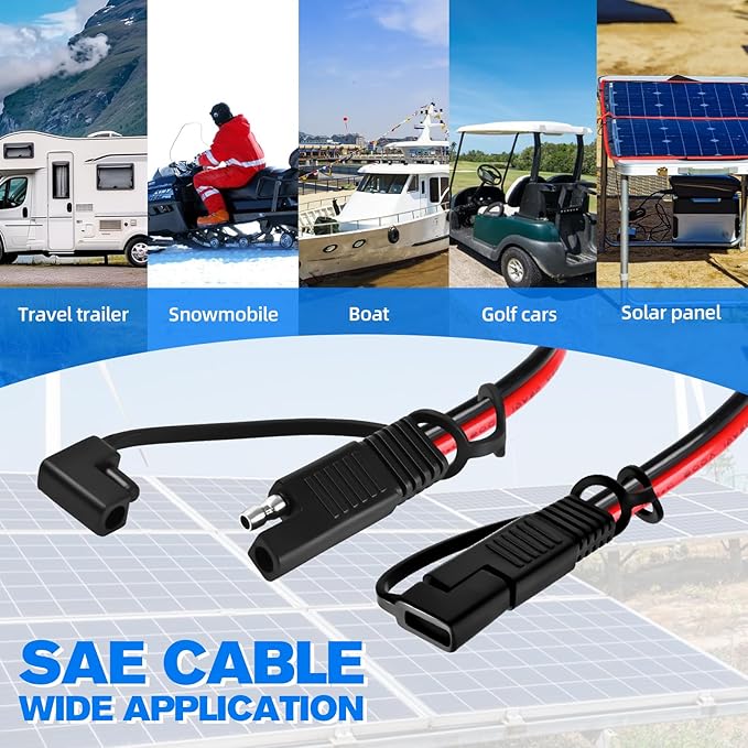 10 AWG 30 FT SAE Connector to SAE Battery Extension Cable Pure Copper 10 Gauge Power Quick Connect Cable for Cars Motorcycles Solar Panels RV