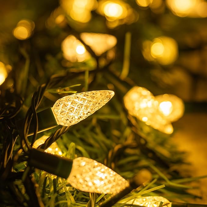 Dazzle Bright C6 Christmas String Lights 200 LED 66 FT Waterproof Connectable String Lights with Timer 8 Modes Christmas Lights for Indoor Outdoor Home Garden Yard Xmas Tree Decoration (Warm White)