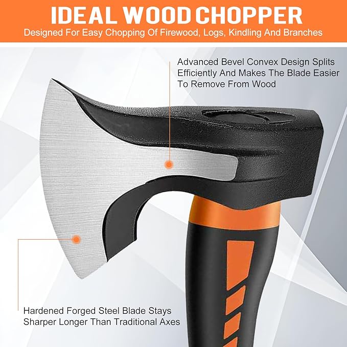 Wood Splitting Maul 15 - 2.25 lb. Splitter Maul Firewood Camp Axe Shock Absorbing Anti-Slip Handle - Splits Wood Better Than Camp Axe or Hatchet - Kindling Splitter