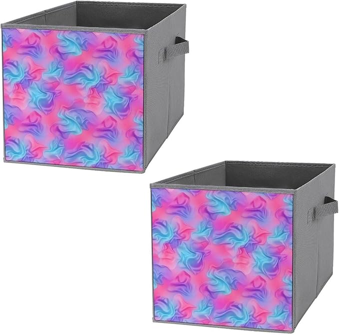 Foldable Storage Cube with Handles Purple Rainbow Bisexual Pride Flag Art 10.6 Inch Collapsible Fabric Bin for Books Clothes Toys Sturdy Organizer for Bedroom &amp Dorm