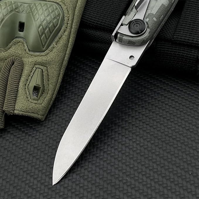 Assisted Opening Folding Knife 440C Stainless Steel Blade ABS Handle with Lock Outdoor Portable Pocket Knife for Camping Hiking Fishing Gift for Men