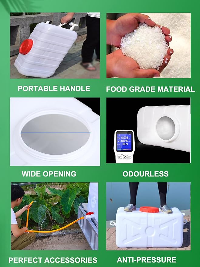 Large Capacity Water Tank with Spigot for Camping Plastic Water Storage Tank Water Container for Emergency Storage Household Outdoor Camping RV Self-Driving Tour(Size:50L/13.2gallon)