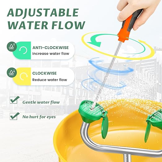 Huanyu Emergency Shower and Eyewash Station Safety Shower Eye Wash Station 304 Stainless Steel Commercial Eye Wash Kit Widened Deepened Basin with Emergency Sign Hospital Factory (1107Y)