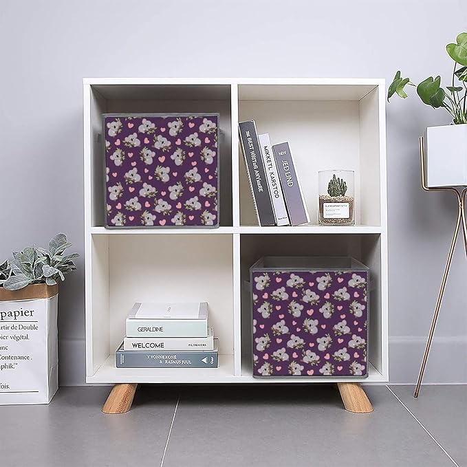 Sturdy Collapsible Cloth Storage Bins Koala Compact Foldable Cubes for Closet Bedroom Space-Saving Organizer