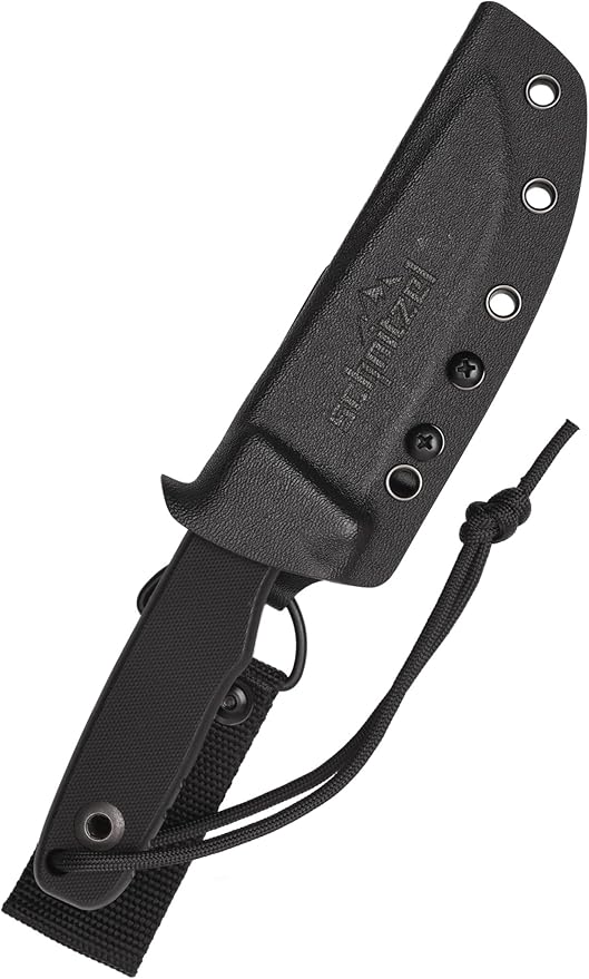 SCHNITZEL TRI - Outdoor Knife with Kydex Sheath and Dangler Carrying System – Bushcraft-Knife Outdoor Leisure Adult (Black)