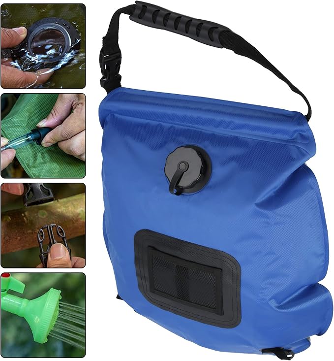 Camping Shower Bag Outdoor 20L Solar Power Shower Bag Camping Portable Sun Heated Bath Bag with Shower Head
