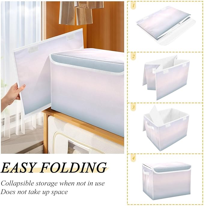 Gradients Storage Container with Lid Foldable Container Store Bags for Clothes for Office Supplies Home Decor