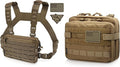 WYNEX Tactical Chest Rig Pack for Men Running Chest Bag with Front Loop Airsoft Recon Chest Rigs for Hunting Outdoor EDC Tactical Large Admin Pouch of Double Layer Design