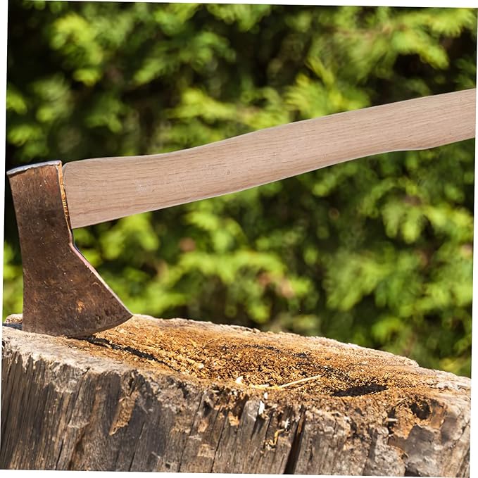1 Set Wooden Axe Handle Replacement with Durable Wedges Woodworking Tool Skid Grip for Camping and Outdoor Use Sturdy and Easy to Install