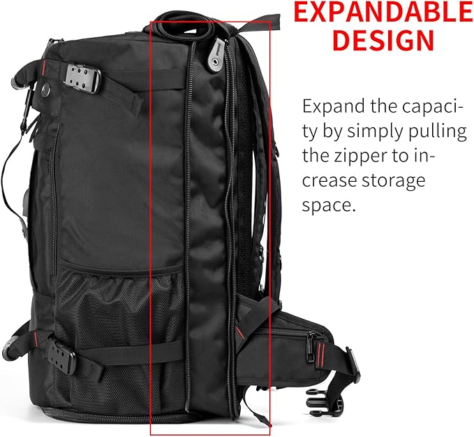 YOUMIAN Large Capacity For Travel Hiking Sports Carry On Backpack Durable Convertible Duffle Bag Laptop airplane (black 60L-Large)