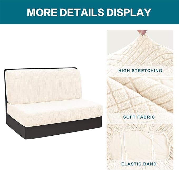 KRFOONN RV Dinette Cushion Covers Stretch Camper Cushions Covers Replacement Couch Cushion Slipcovers Washable Loveseat Slipcovers for Travel Trailer Couch (2 Backrest Cover &amp 2 Bench Cover T6)