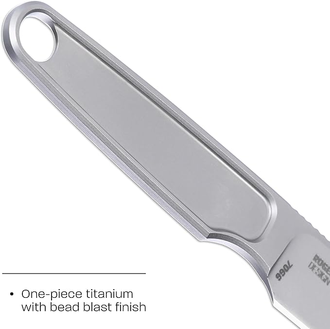 CRKT HangTi Everyday Carry EDC Fixed Blade Knife: Titanium Plain Edge Blade Kydex Sheath 7066