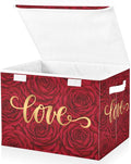 senya Valentines Baskets Collapsible Storage Bins with Lids Love on Romantic Rose Storage Boxes Clothes Baskets for Organizing