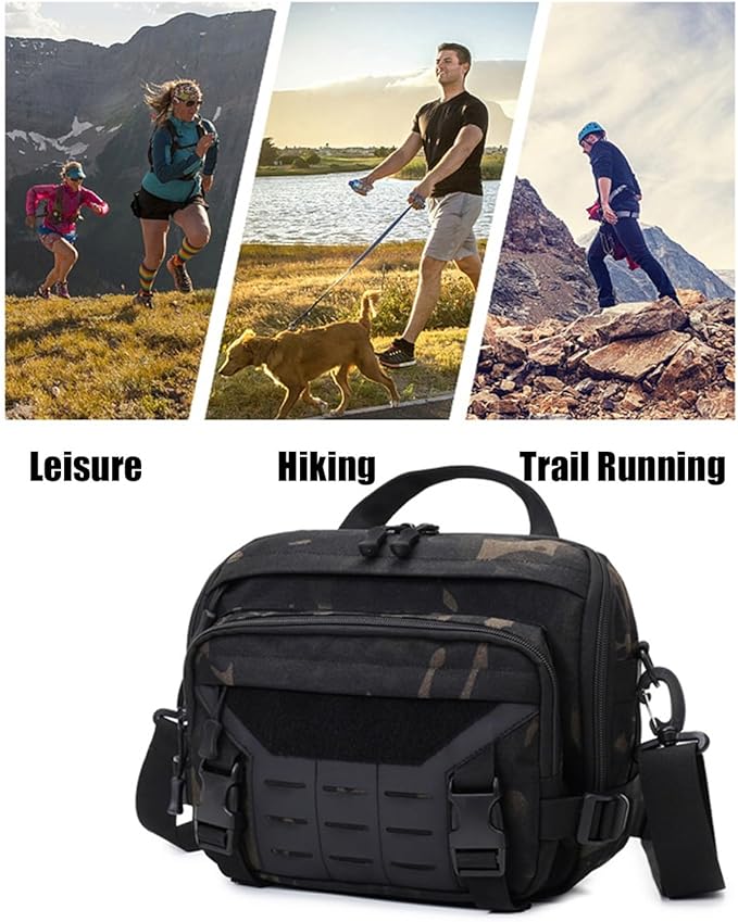Tactical Molle Sling Bag Waterproof and Adjustable Military EDC Backpack Unisex for Camping Hiking Daily Use
