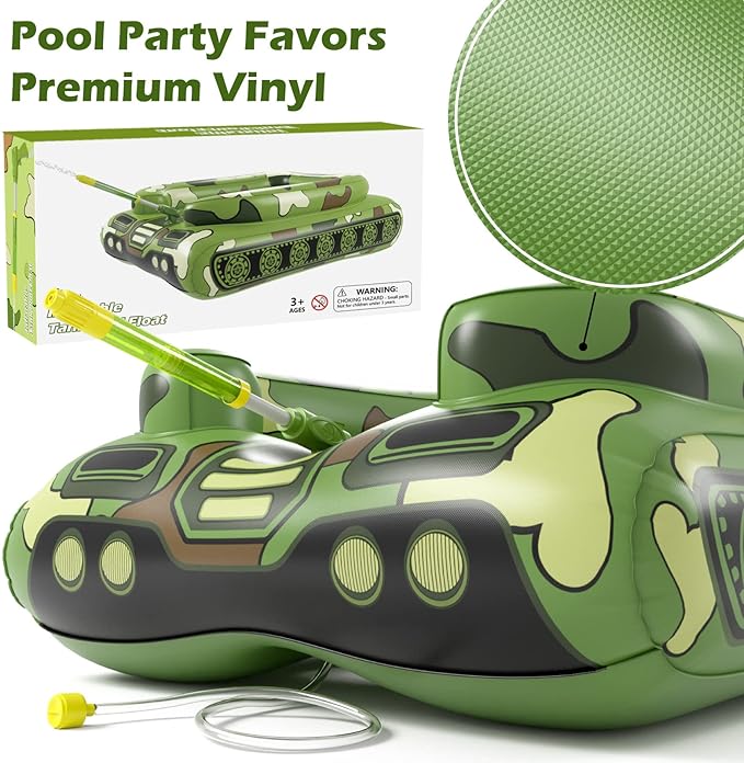 Jasonwell Inflatable Tank Swimming Pool Floaties with Water Cannon Gun Swim Floaty Rafts for Lake Beach &amp Pool Party Toys for Boys Girls Kids &amp Adults- Green