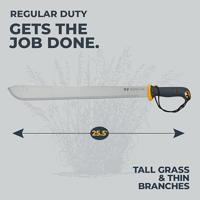 Woodland Tools Regular Duty Machete – 19 Inch Straight Blade with Non Slip Grip – Lightweight Manual Brush Cutter for Yard Work Grass Trimming and Clearing Overgrown Areas