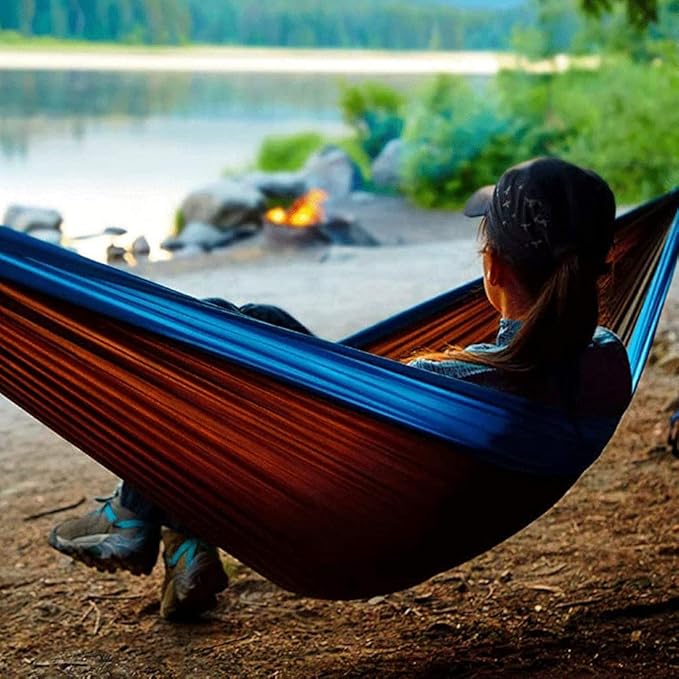 Portable Hammock Hammock Double &amp Single Portable Hammock Lightweight Nylon Parachute Hammocks for Patio Backyard for Backpacking Beach (Color : G/Double)