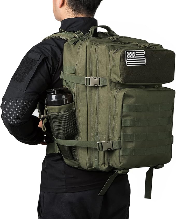QT&ampQY 25L/45L Military Tactical Backpack For Men Molle Daypack 3 Day Bug Out Bag Hiking Rucksack With Bottle Holder
