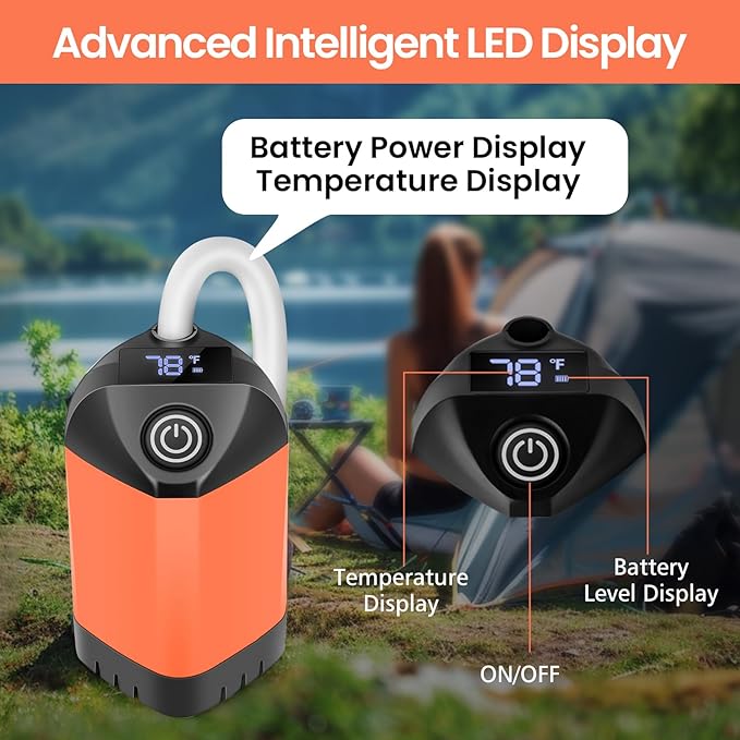 Portable Camping Shower with 7800mAh Battery - 3 Spray Modes IPX7 Waterproof &amp Powerful Suction for Indoor Camping Beach Travel RV Life Pet Bathing Gardening