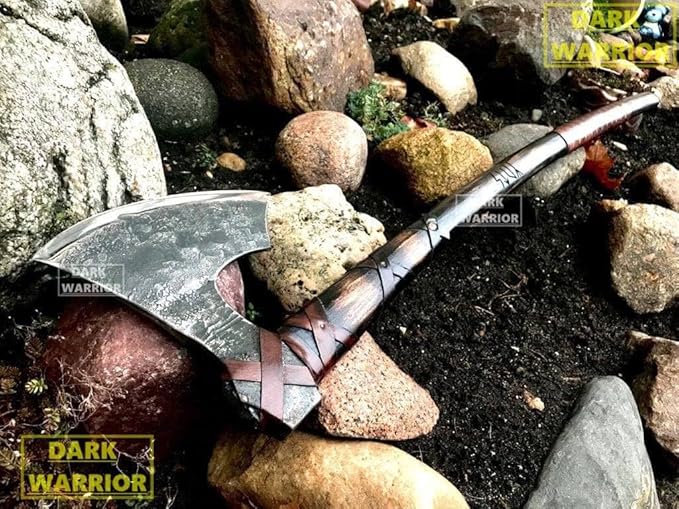 Virk Crafts || Two Handed Large Berserker Axe Large Norse AxesScandinavian Style Viking Axe Double Headed ax Real Battle ax Wood Handle self Defense Weapons War Hatchet
