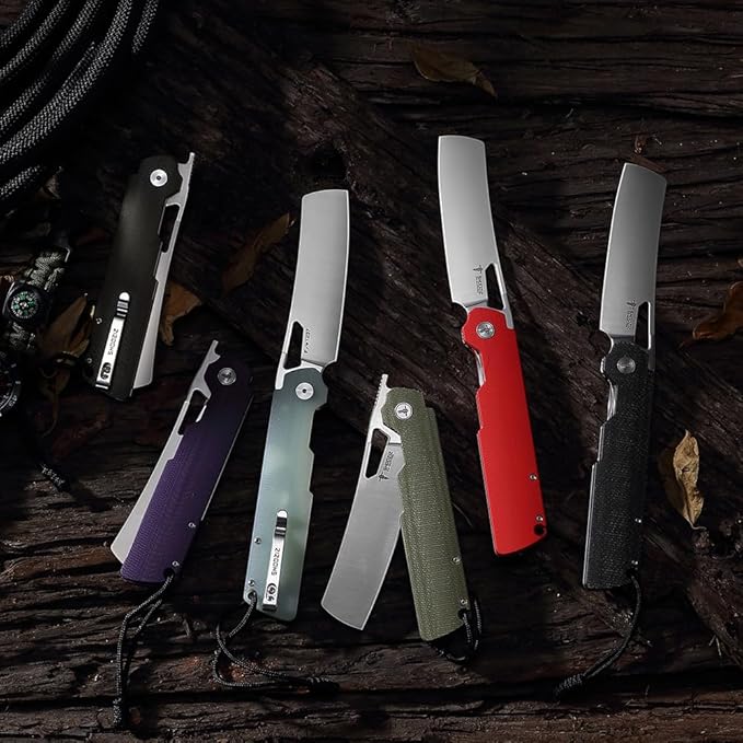 D2 Steel Outdoor Folding Knife Camping Chef Knife for Man G10 Handle with Pocket Clip. 4.01 Pocket Knife for Outdoor Cooking Fishing Hiking &amp EDC. 59-60 HRC Satin Blade. XUN119A-RGS