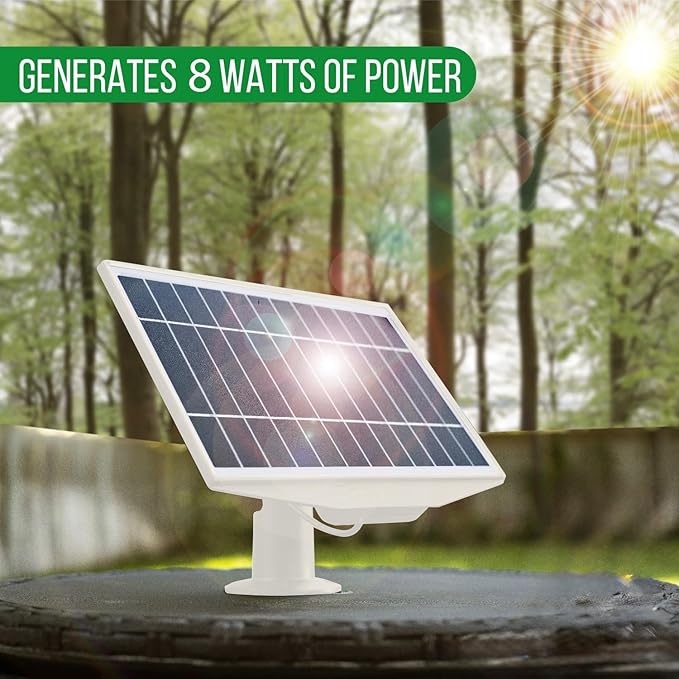 Leaf10 8W Solar Panel for Ring Outdoor Cam Stick Up Cam &amp Spotlight Cam – High-Power Outdoor Solar Charger with USB-C &amp DC Barrel Plug IP67 Weatherproof Designed in California (White)