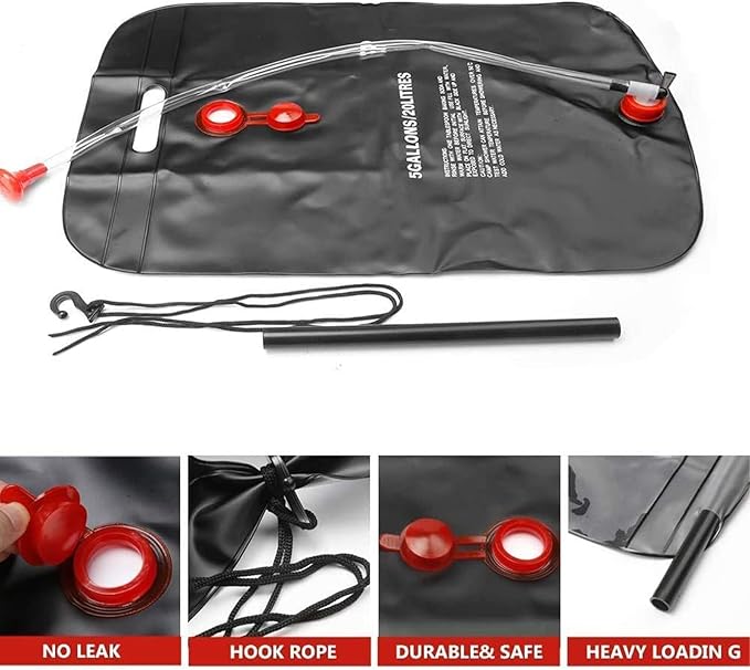 YUANZ Solar Camping Shower BagSolar Shower Outdoor Bag for Hiking &amp CampingTemperature Hot Water 45°C for Outdoors Travel Hiking