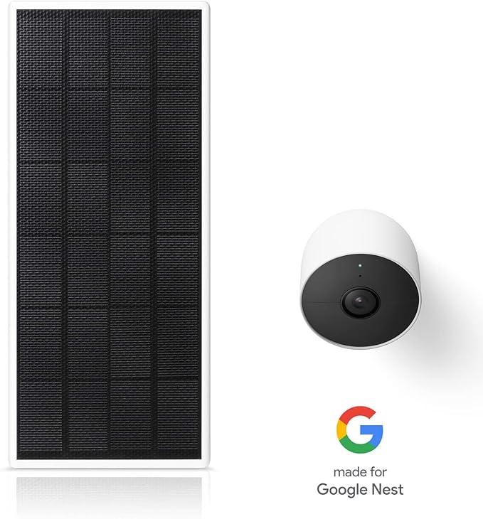 Wasserstein Solar Panel Solar Panel Charger for Google Nest Cam Outdoor or Indoor Battery - 2.5W Solar Power - Camera Solar Panels Made for Google Nest (2 Pack)