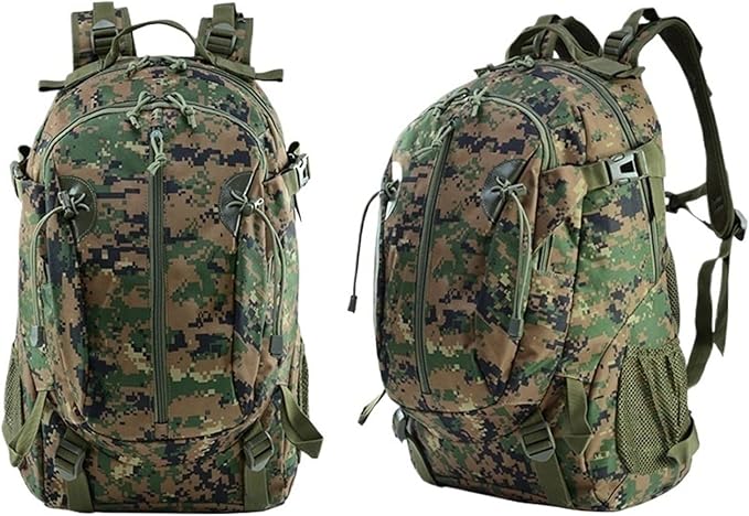 35L Military Tactical Backpack Waterproof Hiking Bag Breathable Rucksack(Brown green)