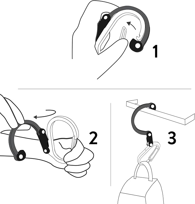 GEAR AID HEROCLIP 360° Swivel Carabiner Gear Clip and Hook (Medium) for Camping Backpack Suitcases and Garage Organization