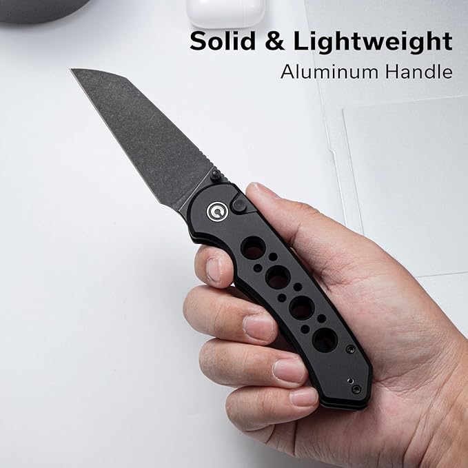 CIVIVI Pragma Prime Pocket Knife for EDC 3.49 14C28N Blade Aluminum Handle with Reversible Clip Camping Hiking Folding Knife for Men Women C24067-1 Black