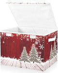 senya Christmas Storage Baskets Collapsible Bins with Lids Christmas Coffee Tree Red Wooden Storage Boxes Clothes Baskets for Organizing