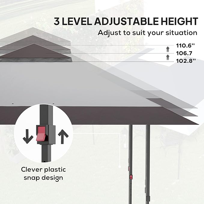 13x13 Pop Up Canopy Tent Height Adjustable FFor rame UV50+ Protection Fabric Durability Wheel Carry Bag 4 Bags with Sand Red Color